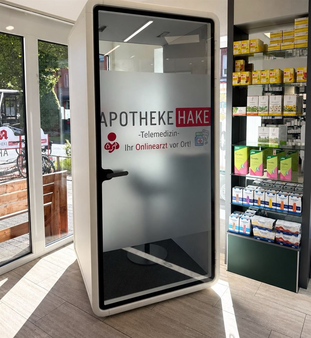 Telemedizin-Kabine in einer Apotheke, montiert von MKU